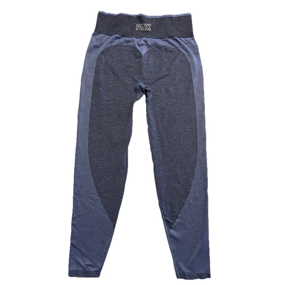 Victoria’s Secret PINK Seamless Leggings Large Dark Blue High Rise Yoga Contour - Picture 3 of 8